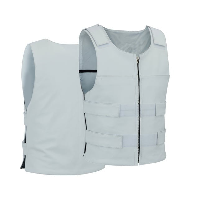 Men's Bulletproof Style White Leather Tactical Vest