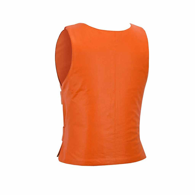 Women's SWAT Style Tactical Motorcycle Leather Vest - Orange