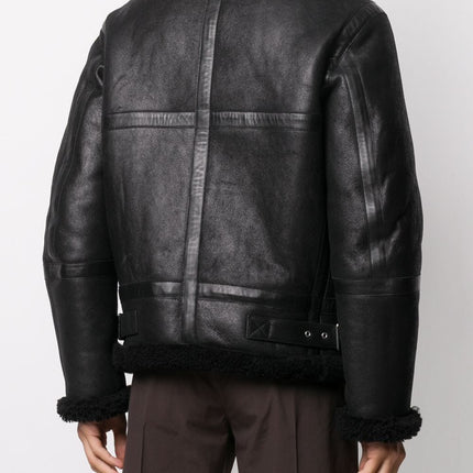 Men's Black Aviator Shearling Leather Jacket