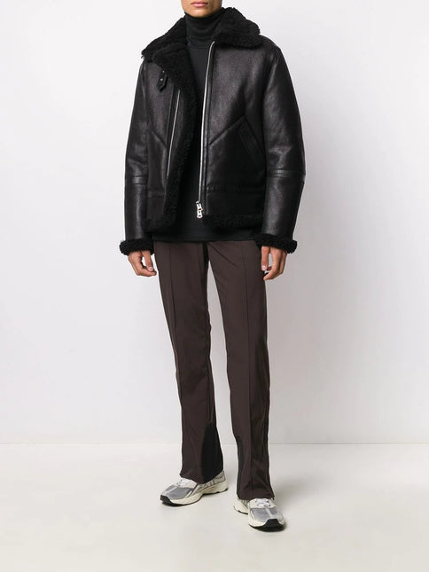 Men's Black Aviator Shearling Leather Jacket