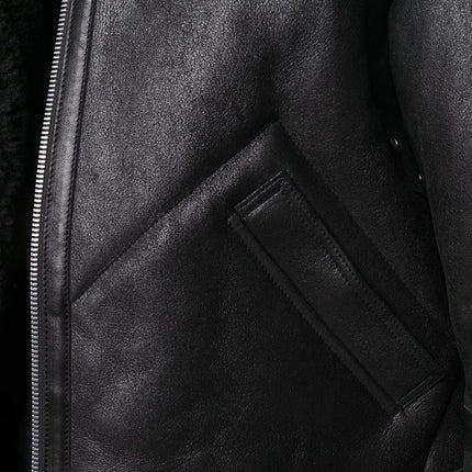 Men's Black Aviator Shearling Leather Jacket