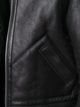 Men's Black Aviator Shearling Leather Jacket