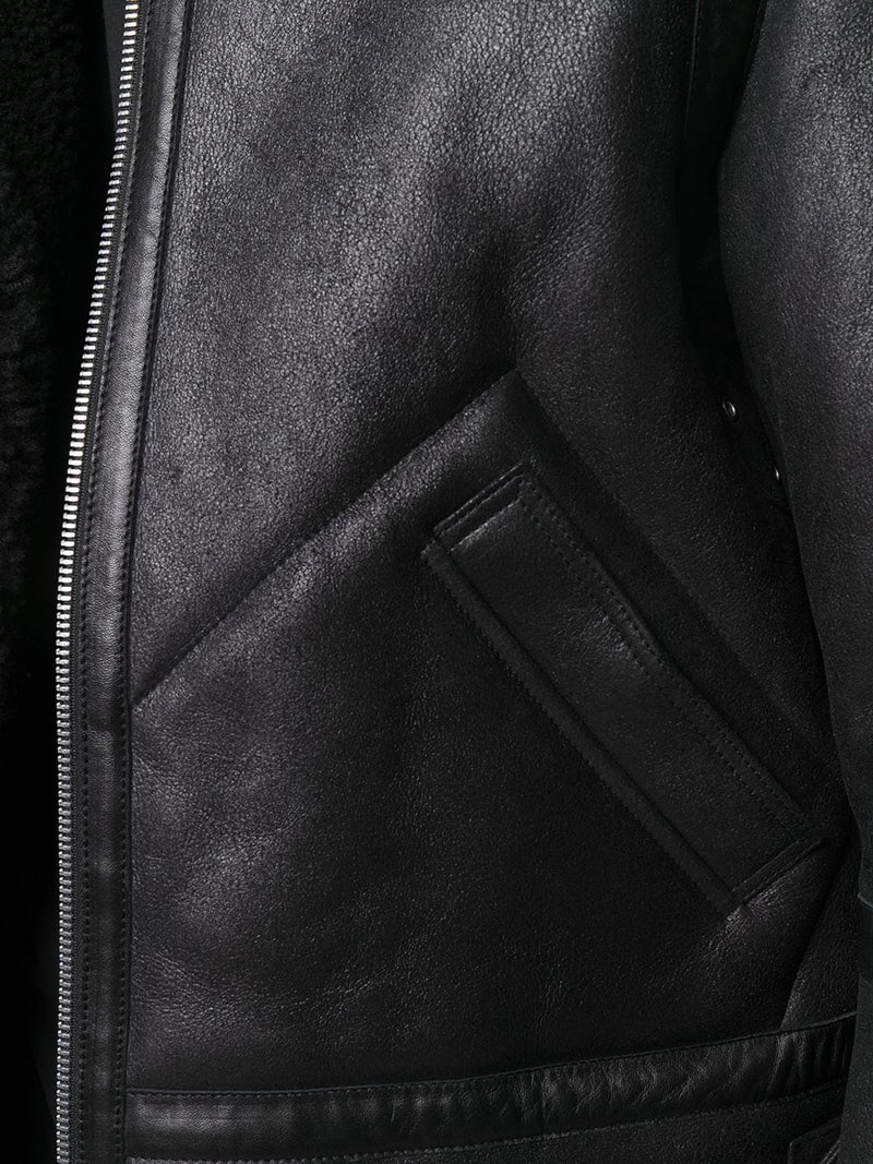 Men's Black Aviator Shearling Leather Jacket