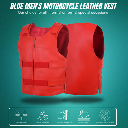 Men's Bulletproof Style Red Leather Tactical Vest