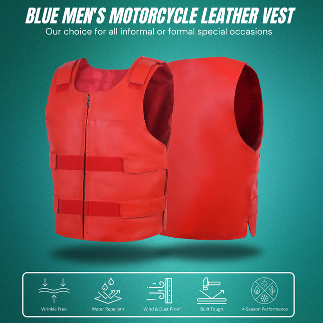 Men's Bulletproof Style Red Leather Tactical Vest