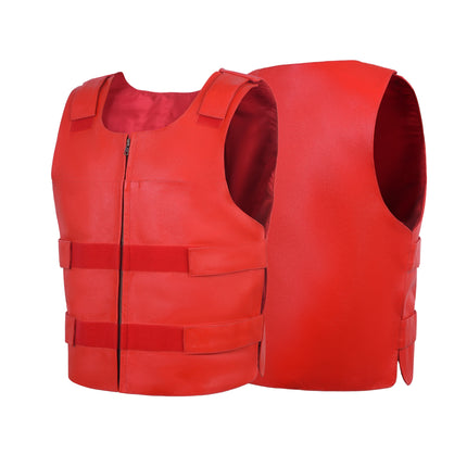 Men's Bulletproof Style Red Leather Tactical Vest