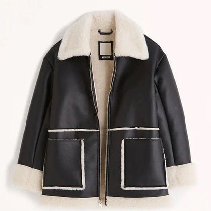Women's Oversized Shearling Leather Jacket