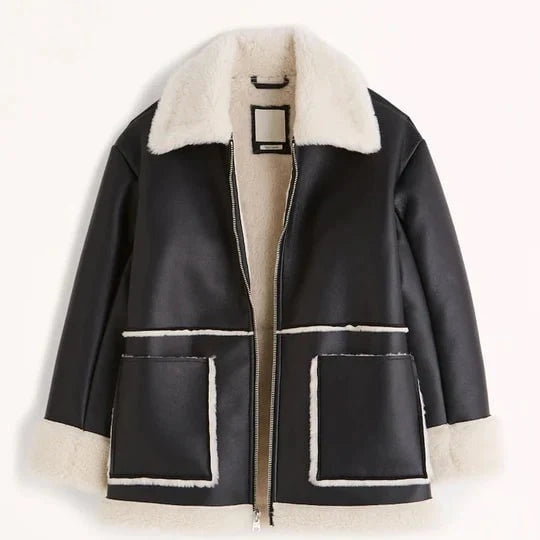 Women's Oversized Shearling Leather Jacket