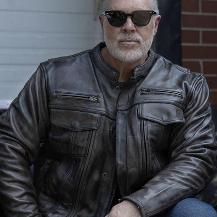 Men's Brown Distressed Leather Motorcycle Rider Jacket