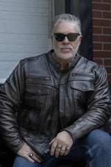 Men's Brown Distressed Leather Motorcycle Rider Jacket