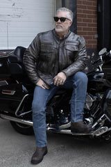Men's Brown Distressed Leather Motorcycle Rider Jacket