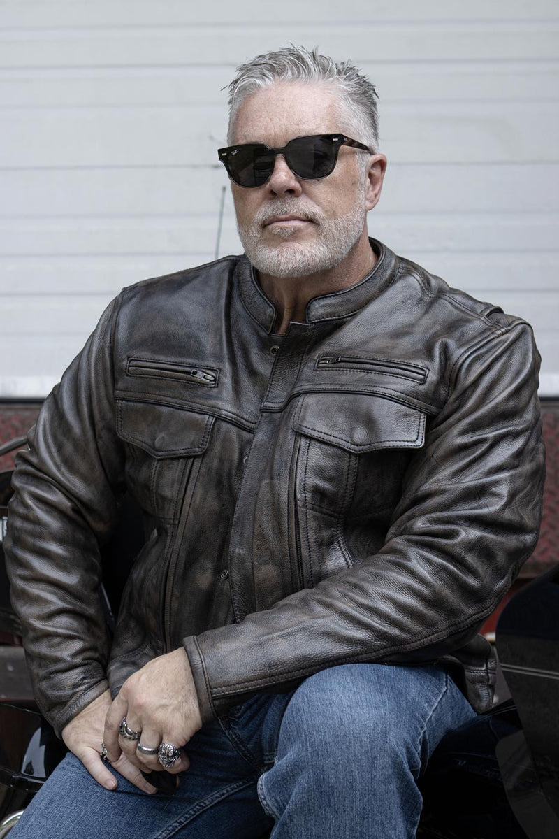 Men's Brown Distressed Leather Motorcycle Rider Jacket