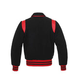 Black Wool Varsity Jacket With Red Shoulder Inserts