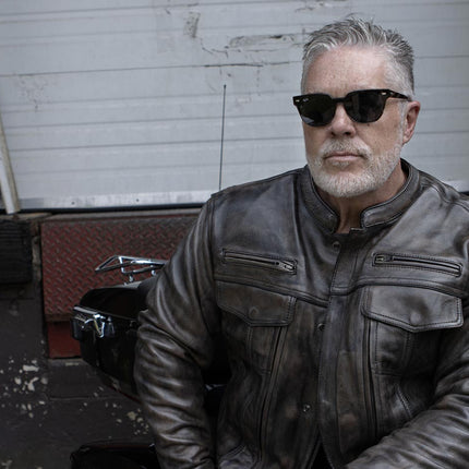 Men's Brown Distressed Leather Motorcycle Rider Jacket