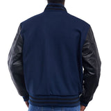 Blue Wool & Black Leather Sleeves Varsity Jacket