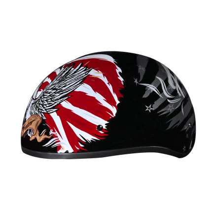 DOT Approved Daytona Motorcycle Half Face Helmet - Skull Cap Graphics for Men & Women, Scooters, ATVs, UTVs & Choppers - W/ Freedom 2.0