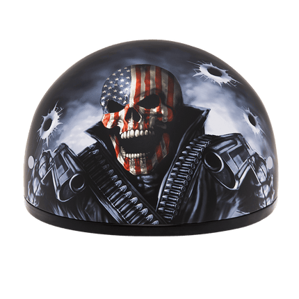 DOT Approved Daytona Motorcycle Half Face Helmet - Skull Cap Graphics for Men & Women, Scooters, ATVs, UTVs & Choppers - W/ Come Get 'Em