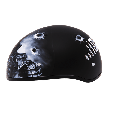 DOT Approved Daytona Motorcycle Half Face Helmet - Skull Cap Graphics for Men & Women, Scooters, ATVs, UTVs & Choppers - W/ Come Get 'Em