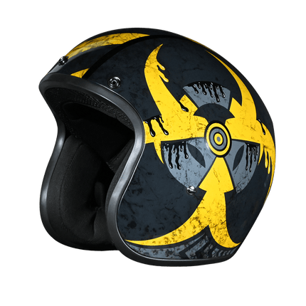 DOT Approved Daytona Cruiser Open Face Motorcycle Helmet - Men, Women & Youth - With Visor & Graphics - W/ Toxic