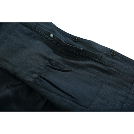 Men's Leather-Denim Combo Motorcycle  Vest - No Collar