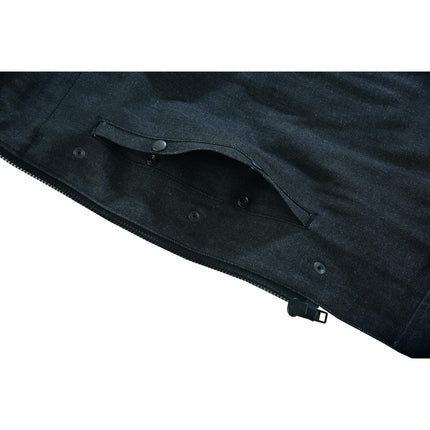 Men's Leather-Denim Combo Motorcycle  Vest - No Collar