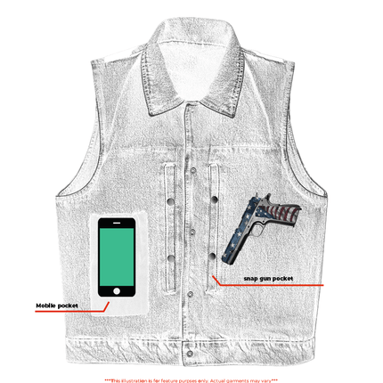 DM Men's Snap Front Blue Denim Motorcycle Vest