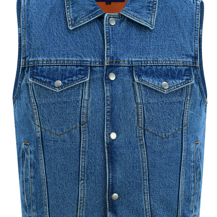 DM Men's Snap Front Blue Denim Motorcycle Vest