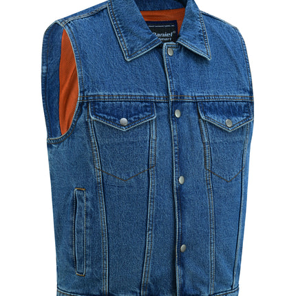 DM Men's Snap Front Blue Denim Motorcycle Vest