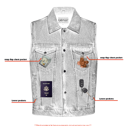 DM Men's Snap Front Blue Denim Motorcycle Vest