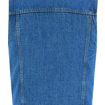 Blue Men's  denim motorcycle vest with Snap/Zipper Front
