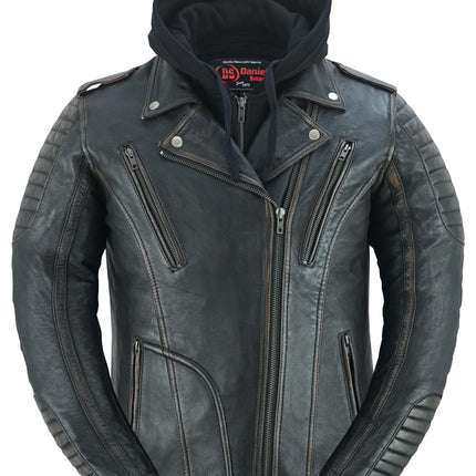 Women's Lightweight Drum Dyed Distressed Naked Lambskin M/C Jac