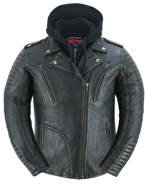 Women's Lightweight Drum Dyed Distressed Naked Lambskin M/C Jac