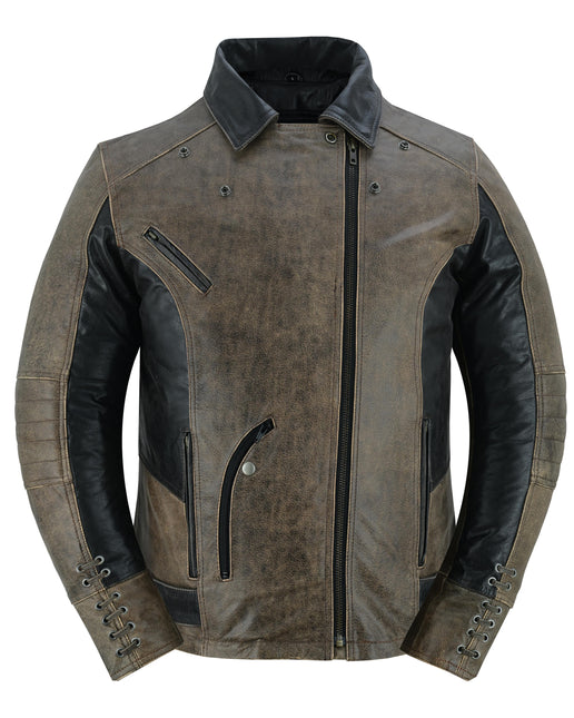 Must Ride - Two Tone Women's Leather Biker Jacket