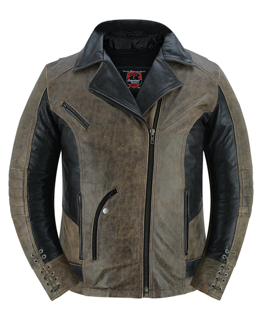 Must Ride - Two Tone Women's Leather Biker Jacket