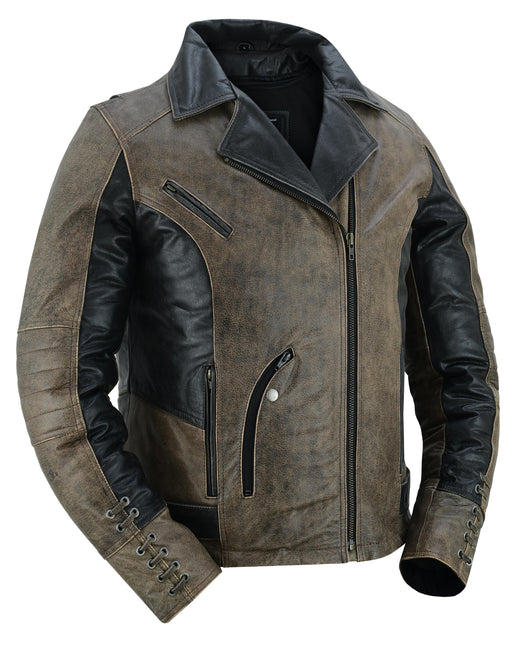 Must Ride - Two Tone Women's Leather Biker Jacket