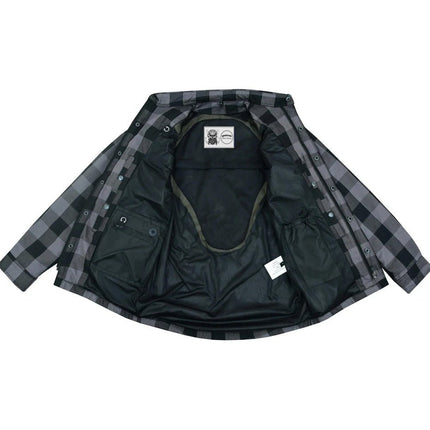 Alpha Check Men's  Armored Motorcycle Flannel Shirt - Gray/Black