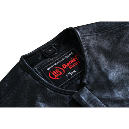 Men's Black Leather Motorcycle Vest with Upgraded Style