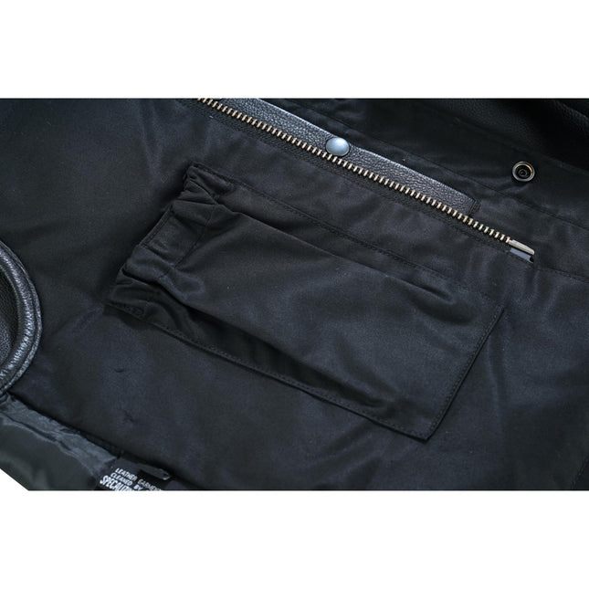 Men's Black Leather Motorcycle Vest with Upgraded Style