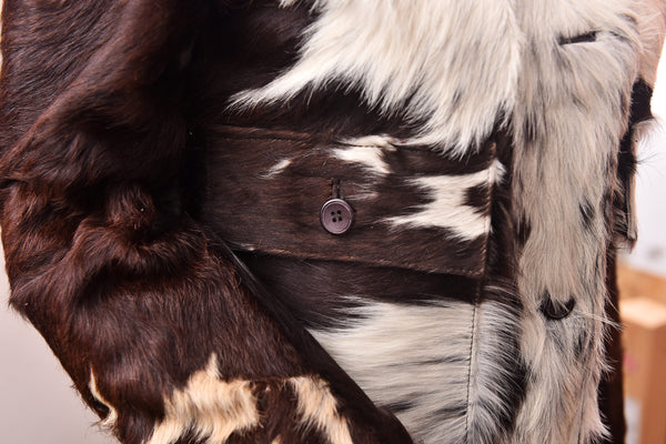 Women's Cowhide Leather Motorcycle Jacket Animal Print