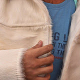 Men's White Hair On Cowhide Jacket
