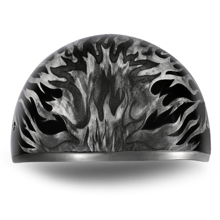 DOT Approved Daytona Motorcycle Half Face Helmet - Skull Cap Graphics for Men & Women, Scooters, ATVs, UTVs & Choppers - W/ Ignite Grey