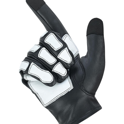 SkullTrail Men's leather  gloves Black & White