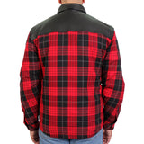Hot Leathers Red & Black Kevlar Reinforced Leather Flannel Shirt For Bikers