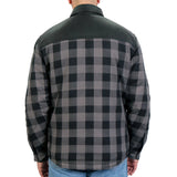 Hot Leathers Grey & Black Kevlar Reinforced LeatherMotorcycle Flannel Shirt