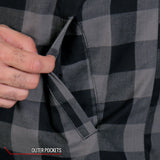 Hot Leathers Grey & Black Kevlar Reinforced LeatherMotorcycle Flannel Shirt