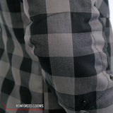 Hot Leathers Grey & Black Kevlar Reinforced LeatherMotorcycle Flannel Shirt
