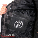 Hot Leathers Grey & Black Kevlar Reinforced LeatherMotorcycle Flannel Shirt