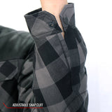 Hot Leathers Grey & Black Kevlar Reinforced LeatherMotorcycle Flannel Shirt