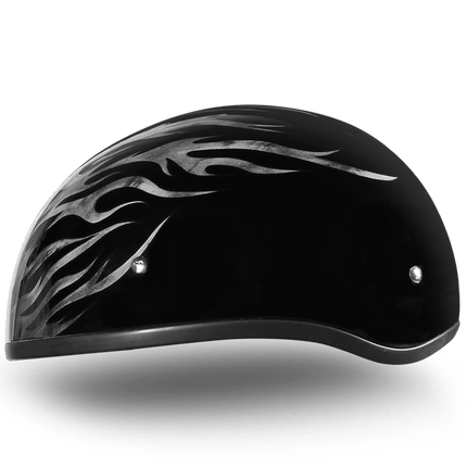 DOT Approved Daytona Motorcycle Half Face Helmet - Skull Cap Graphics for Men & Women, Scooters, ATVs, UTVs & Choppers - W/ Ignite Grey