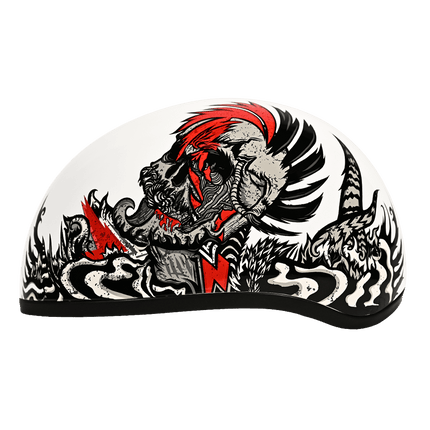 DOT Approved Daytona Motorcycle Half Face Helmet - Skull Cap Graphics for Men & Women, Scooters, ATVs, UTVs & Choppers - W/ Rockin' Reaper